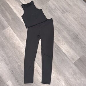 Fabletics - Ribbed Seamless Tank and Leggings Matching Set - Vintage Black